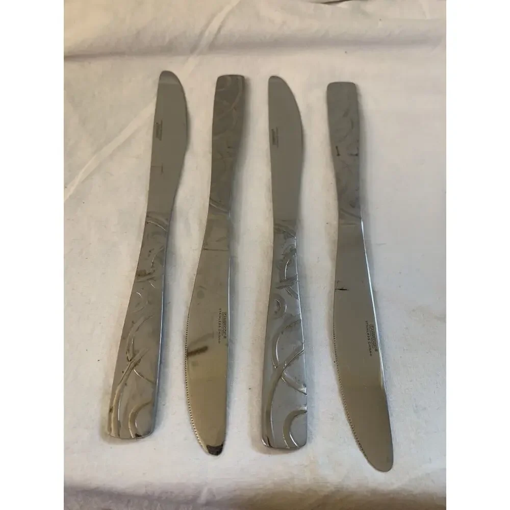 Cambridge Conquest Sand Knifes Stainless Steel Lot 4 Vintage Flatware China